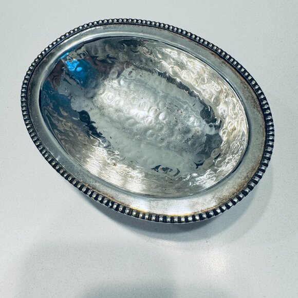 Vintage Silverplated Candy or Trinket Dish Bowl Oval Patina - Picture 3 of 9